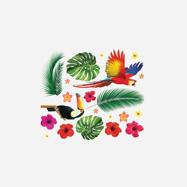 Décoration 21 stickers muraux tropicaux autocollants