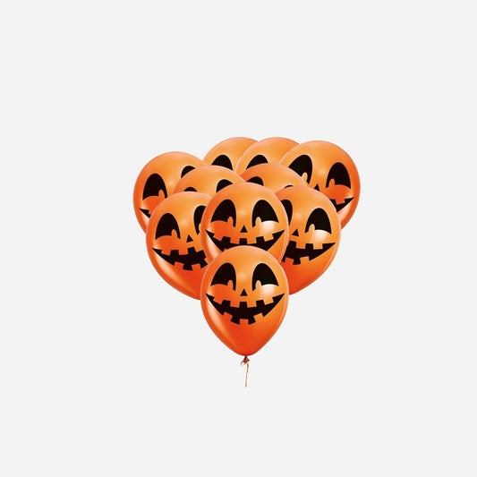 Lot de 10 ballons de fête halloween motif citrouille orange 30 cm