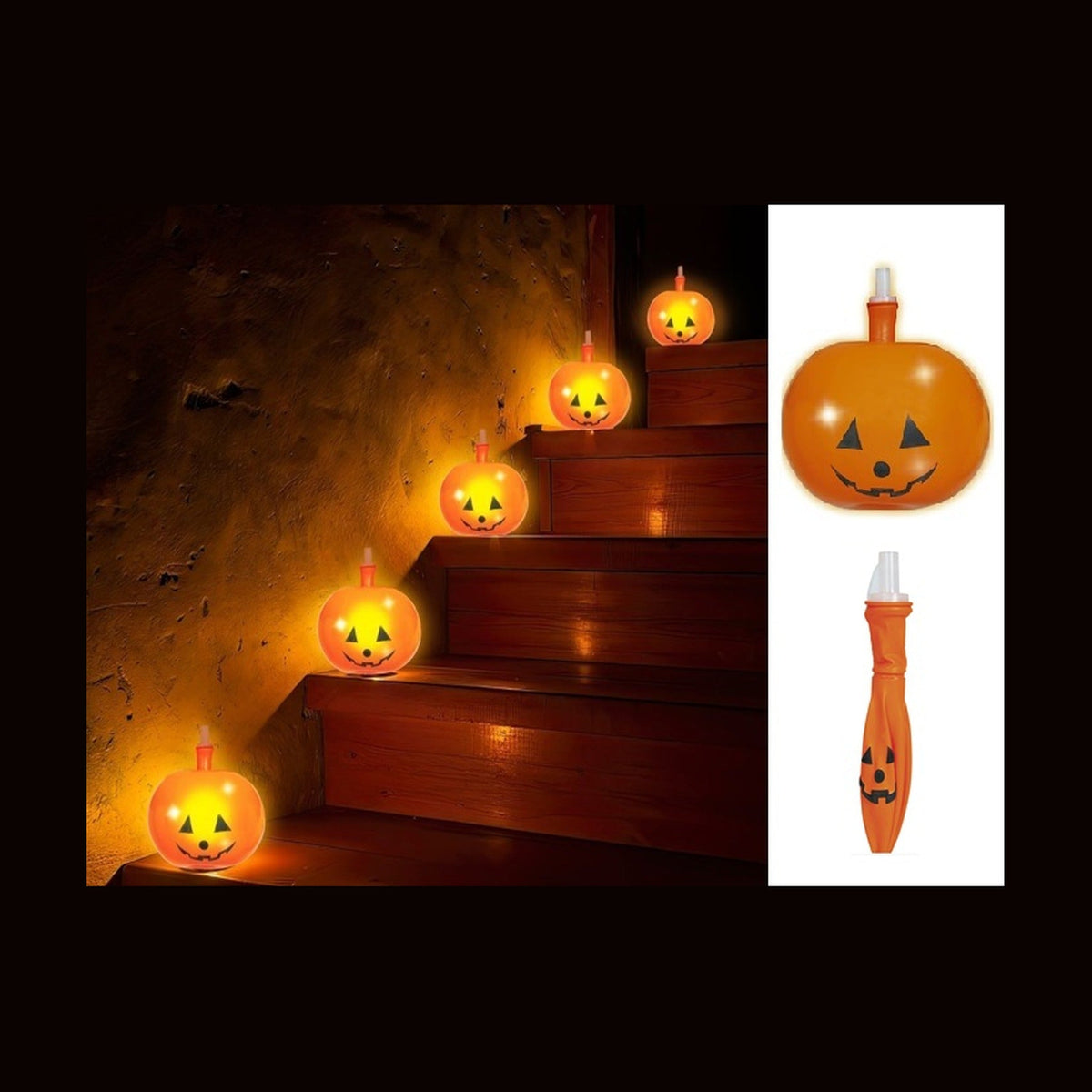 Lot de 5 ballons LED lumineux citrouille orange 22 × 18 cm