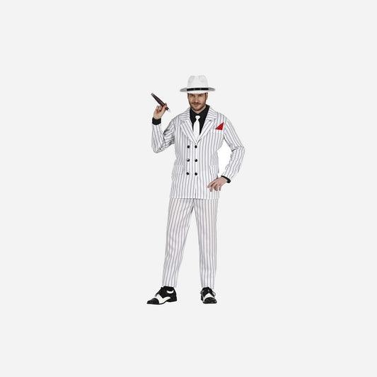 Déguisement gangster blanc rayé noir 2 pièces homme