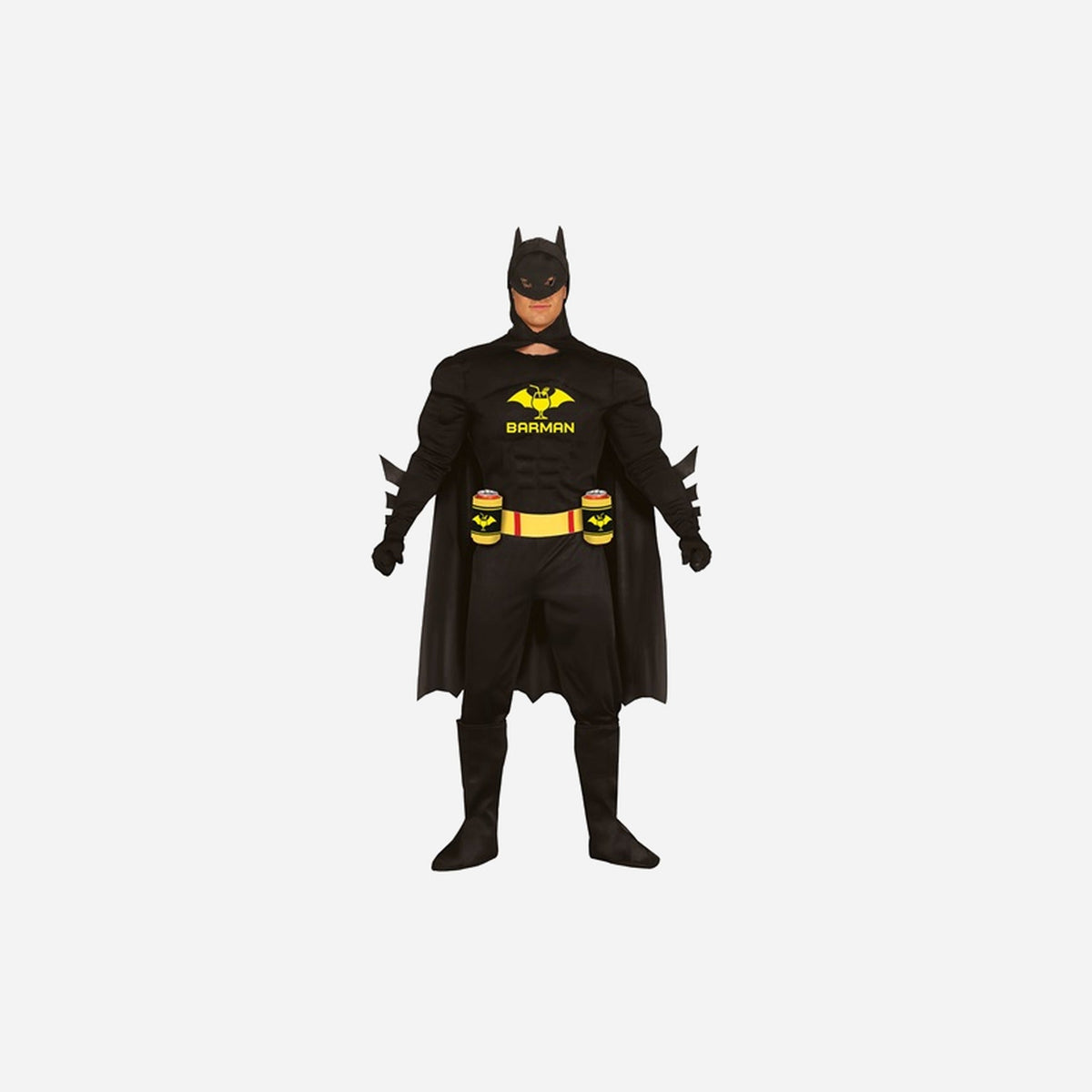 Déguisement gag super héros Barman noir 3 pièces homme Taille M/L