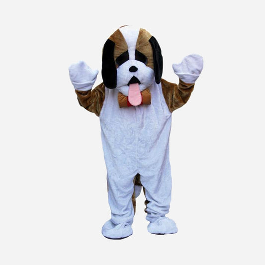 Déguisement mascotte de chien Saint Bernard en peluche adulte