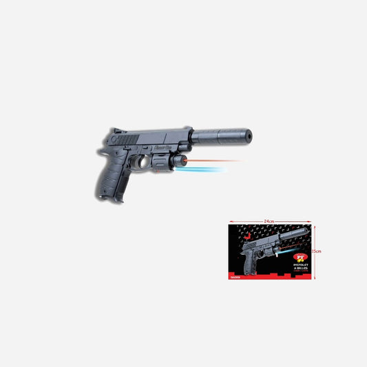 Pistolet à billes avec laser et lampe 22 cm et 20 billes