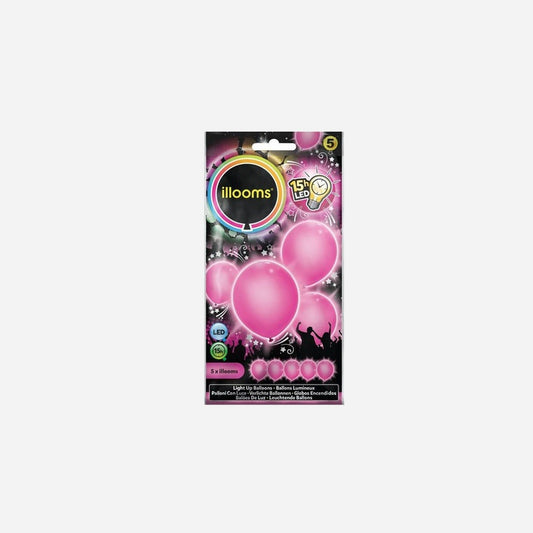 Lot de 5 ballons LED lumineux rose