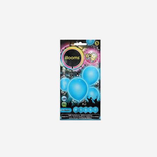Lot de 5 ballons LED lumineux bleu