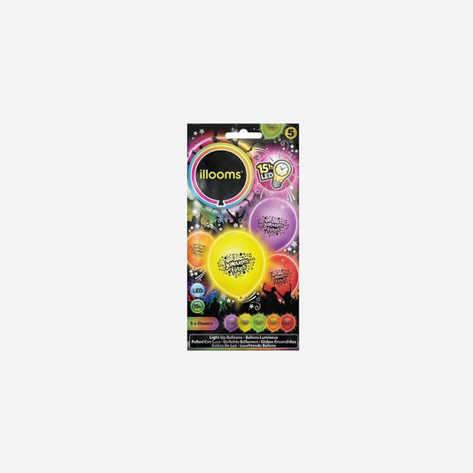 Lot de 5 ballons LED lumineux joyeuses fëtes