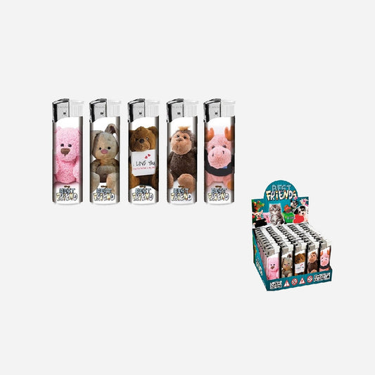Lot de 50x briquets électroniques rechargeables "Peluches" assorti