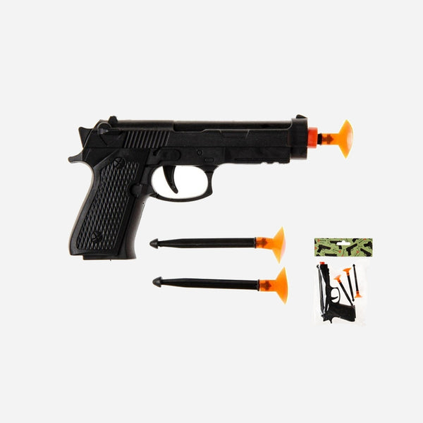 Pistolet noir avec 3 fléchette 14 cm