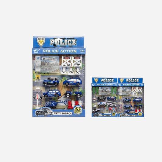 Set de police "Die Cast" métal assorti 20 pièces