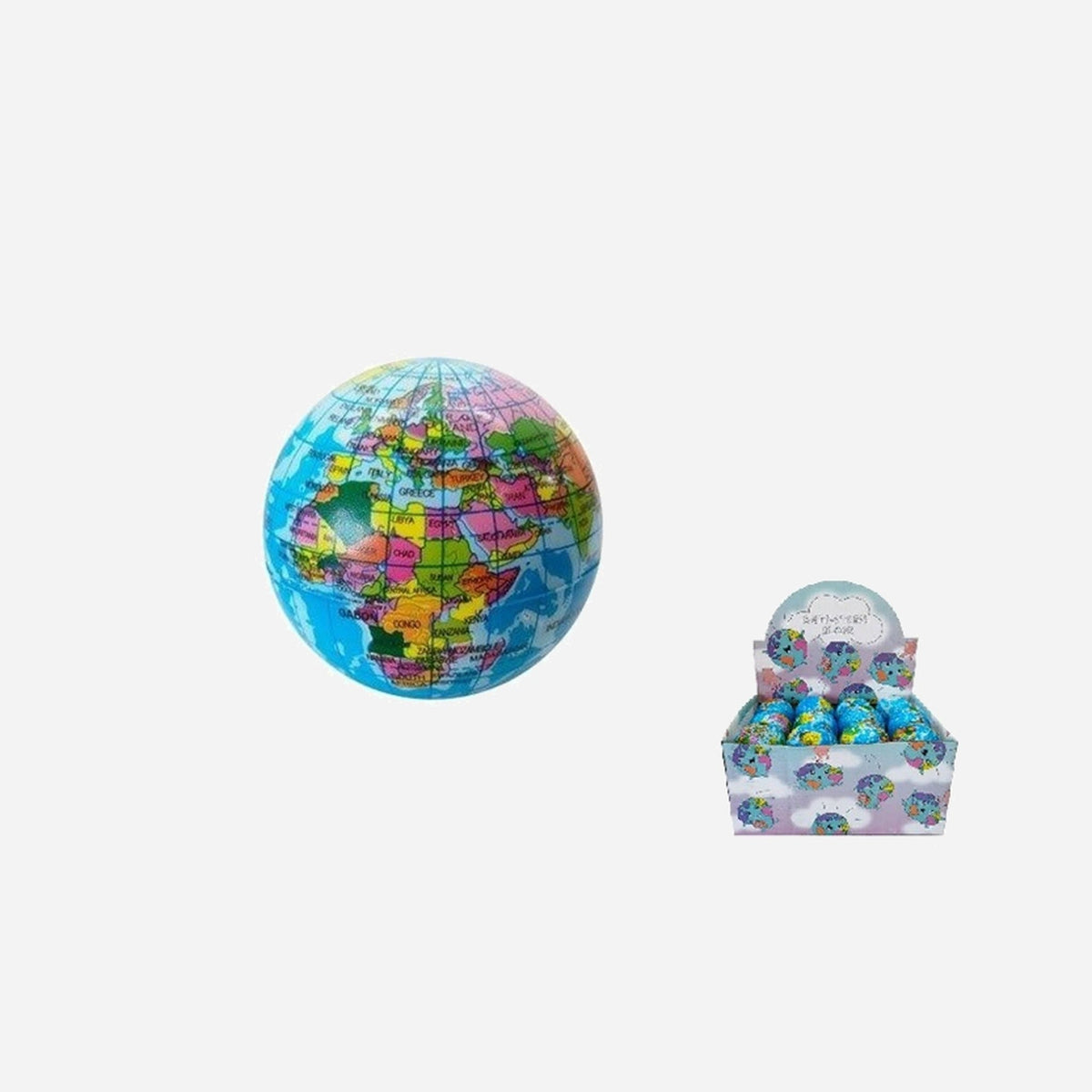 Balle anti stress globe terrestre 7.6 cm