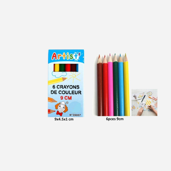 Lot de 6 crayons de couleur 9 cm