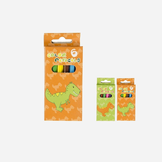 Lot de 6 crayons de couleur dinosaure 8,5 cm