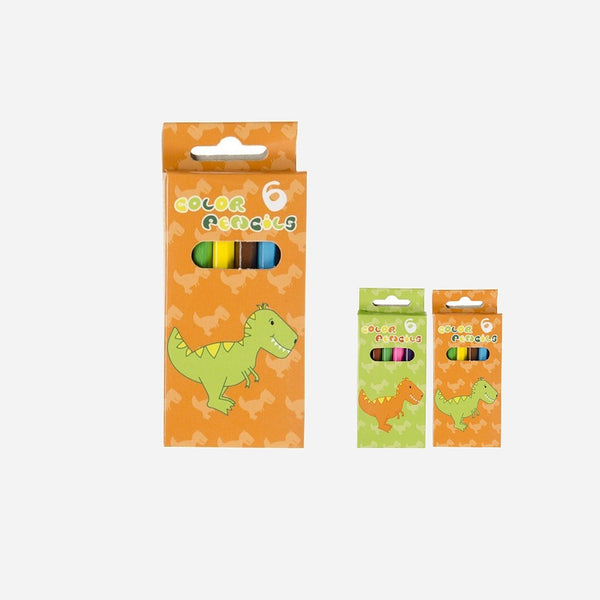 Lot de 6 crayons de couleur dinosaure 8,5 cm