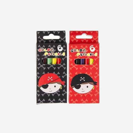Lot de 6 crayons de couleur pirate 8,5 cm