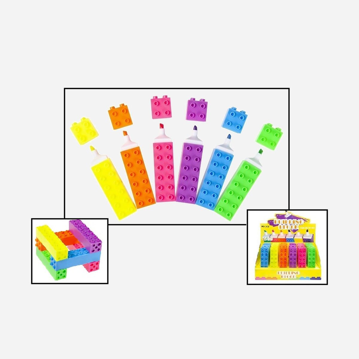 Marqueur emboitable neon fluo assorti 10 cm