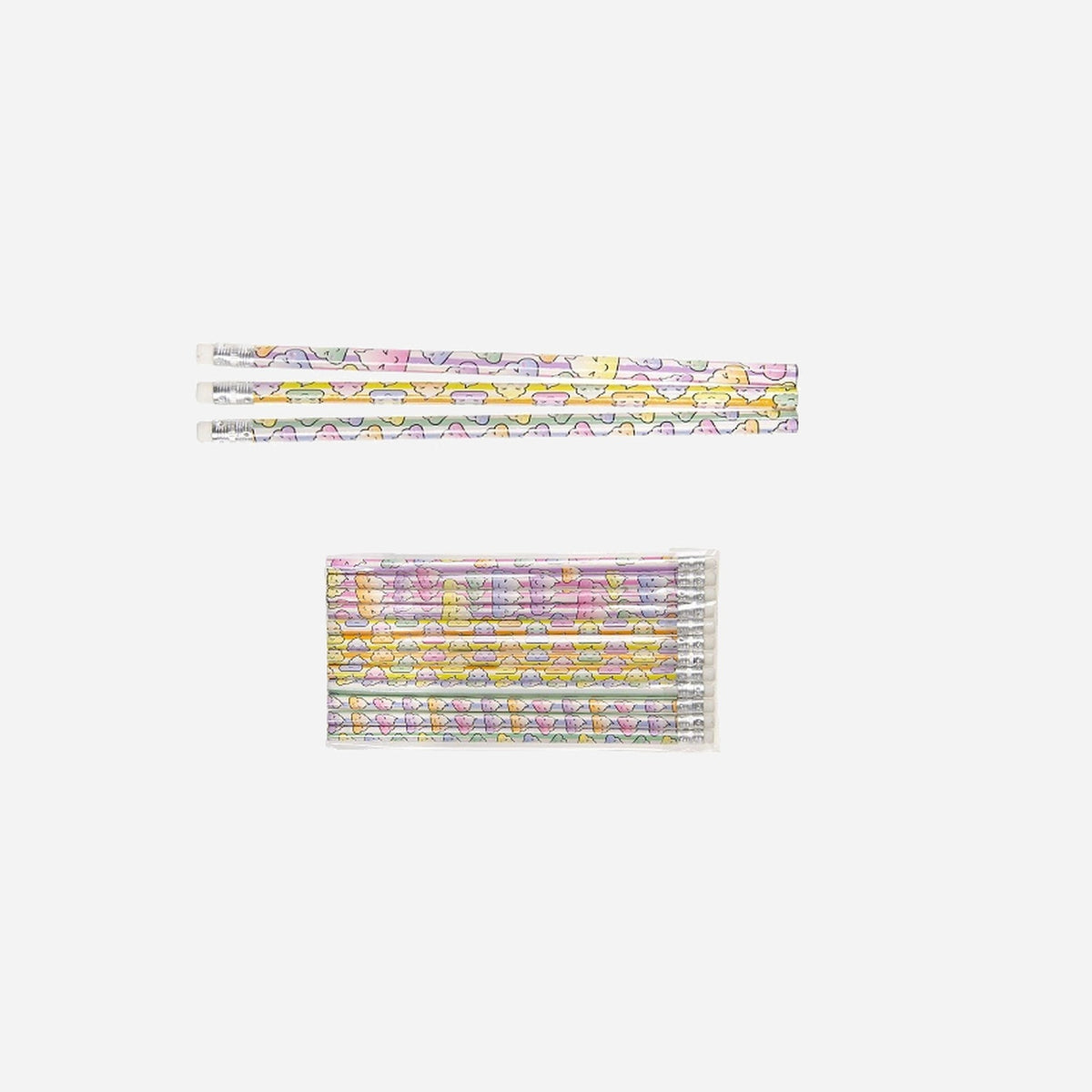 Lot de 12 crayons avec gomme caca fluo 19 cm