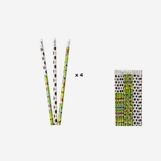 Lot de 12 crayons avec gomme football 18.5 cm