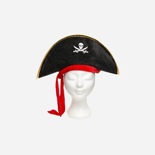 Chapeau de pirate avec ruban rouge pour enfant