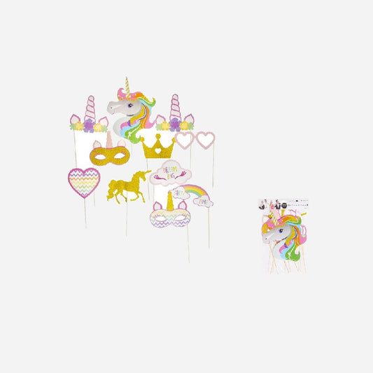 Lot de 8 masques photoprops licorne