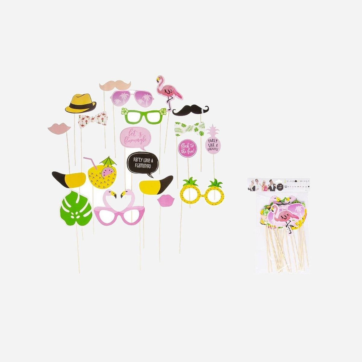 Lot de 20 masques photoprops hawaii assorti