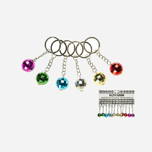 Porte-clefs boule à facettes assorti 2 cm