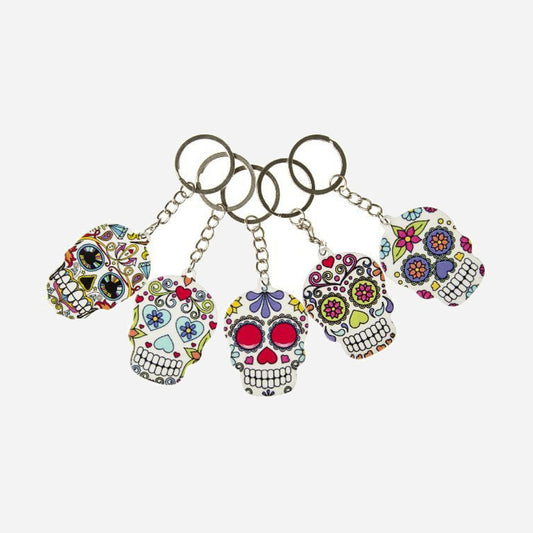 Porte-clefs crâne "Dia de Muertos" assorti 5.5 cm