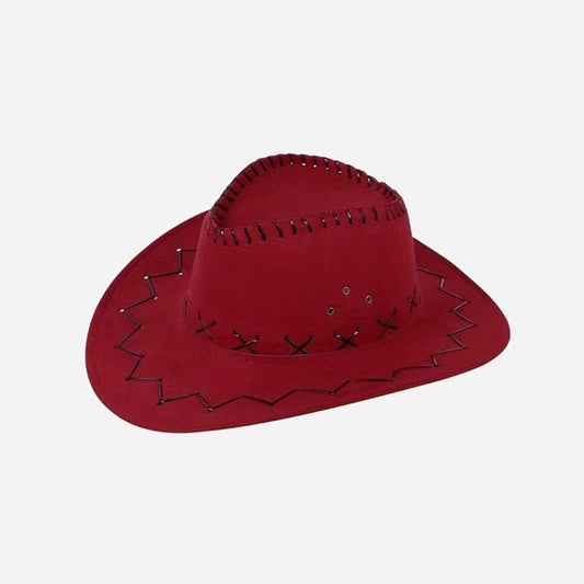 Chapeau cowboy imitation cuir bordeaux