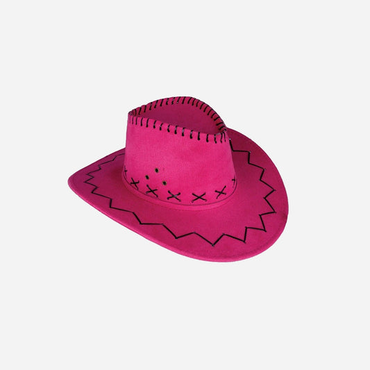 Chapeau cowboy imitation cuir pink fuchsia adulte