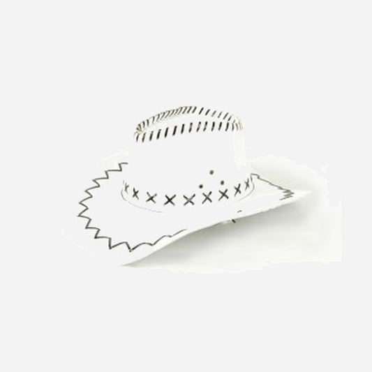 Chapeau cowboy imitation cuir blanc