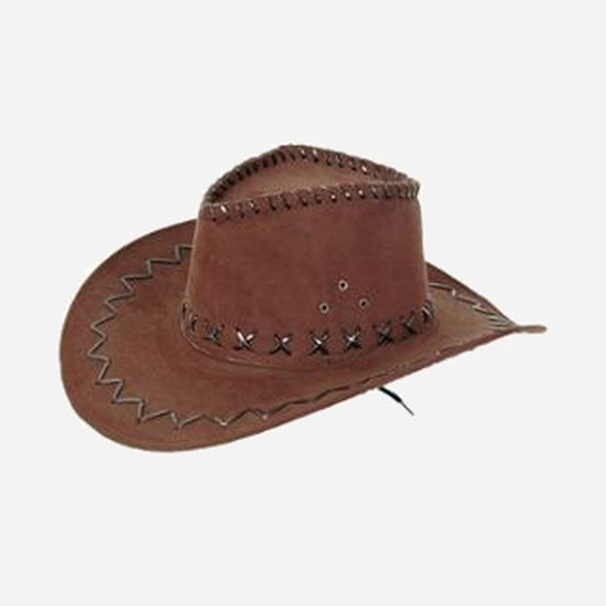 Chapeau cowboy imitation cuir marron