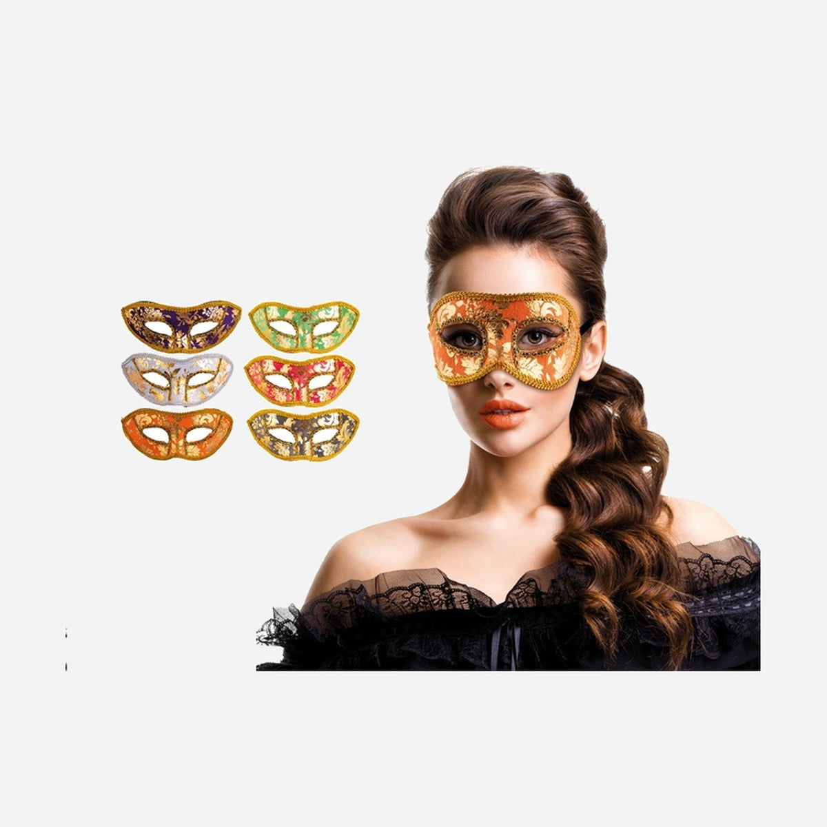 Masque loup motifs luxe dorés assorti adulte