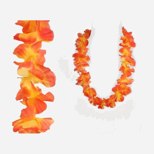 Collier de fleurs. tahiti orange et jaune 60 mm
