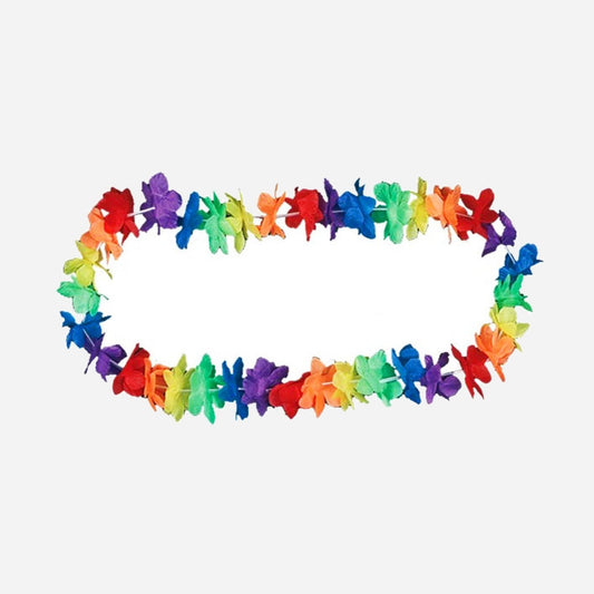 Collier de fleurs tahiti arc en ciel 60 mm