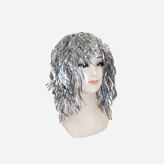 Perruque à lamelles papier argent