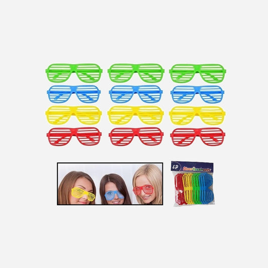 Lot de 12 lunettes stores néon fluo assorti