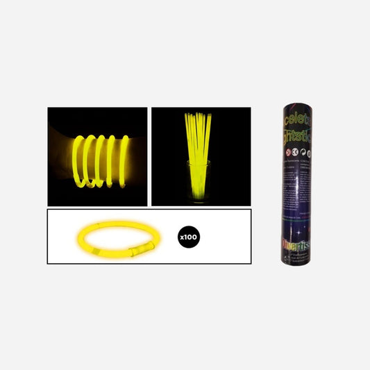 Lot de 100 bracelets fluo jaune