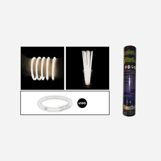 Lot de 100 bracelets fluo blanc
