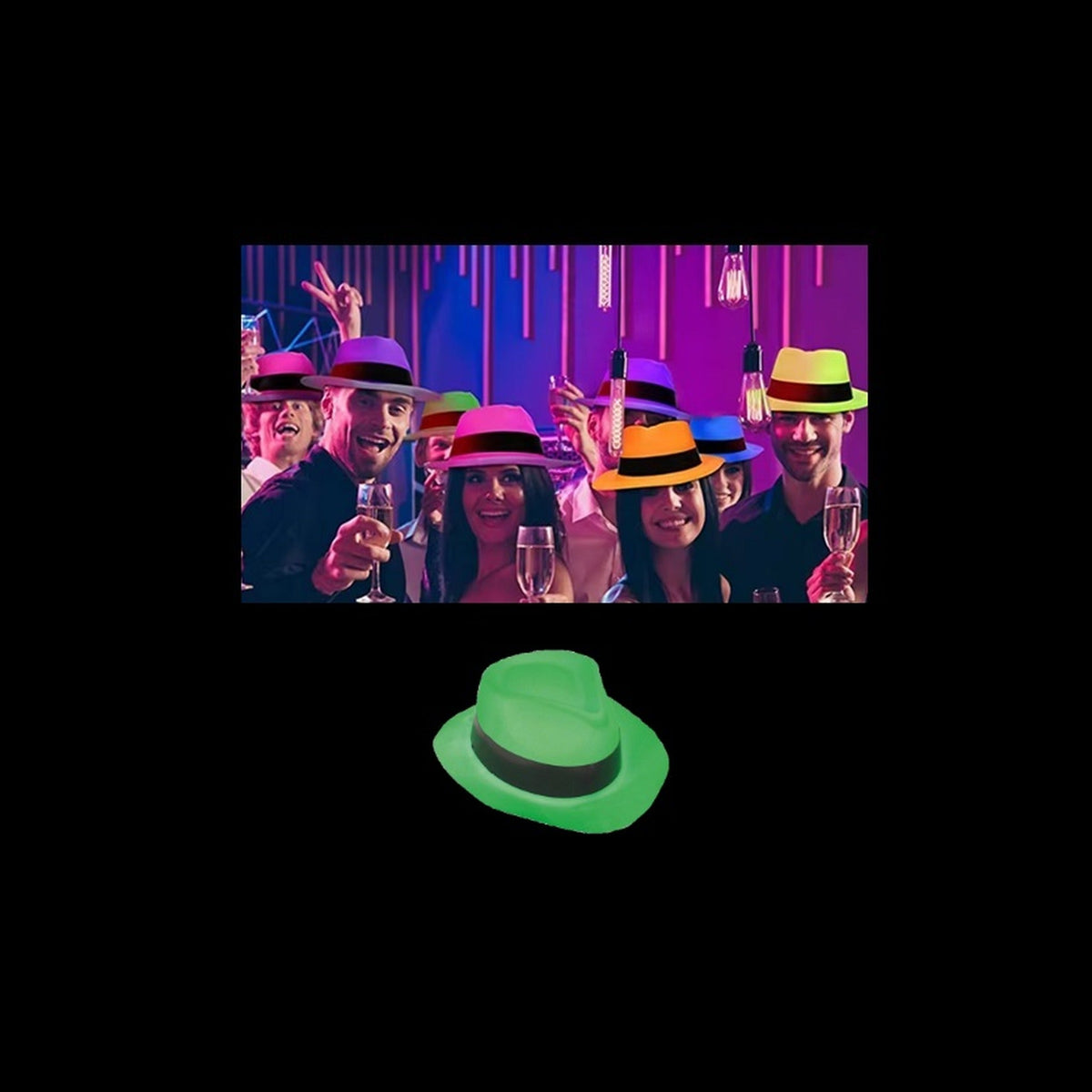 Chapeau trilby en PVC fluo néon