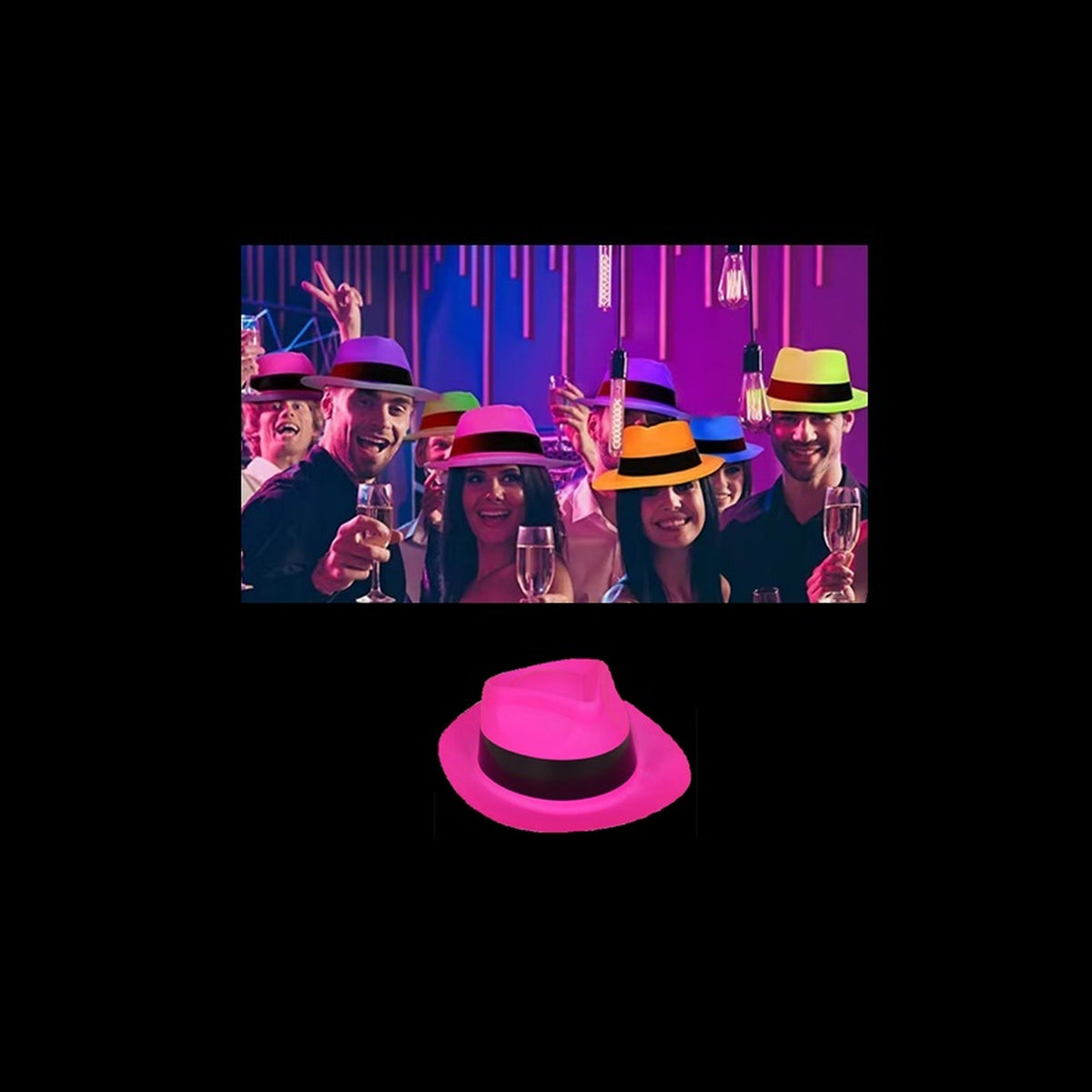 Chapeau trilby en PVC fluo néon