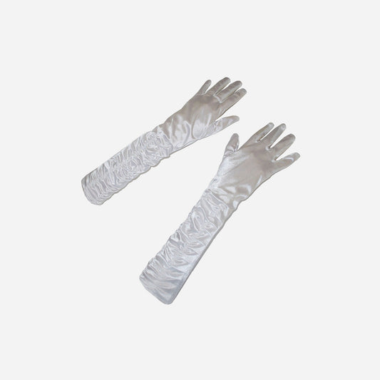 Paire de gants satinés longs blancs 30 cm de déguisement