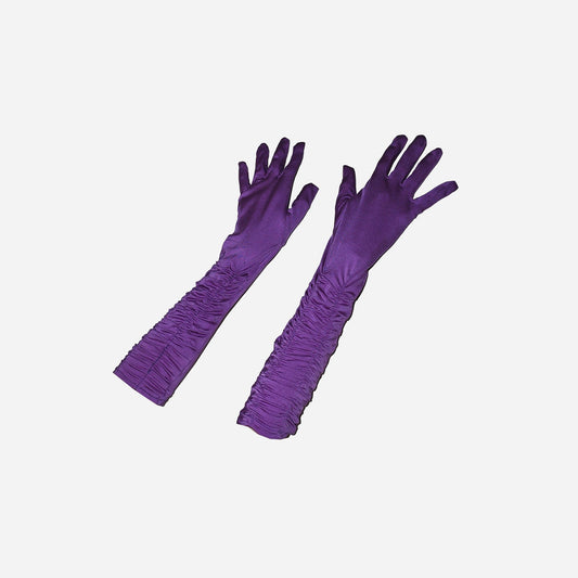 Paire de gants plissés longs fuchsia 30 cm de déguisement