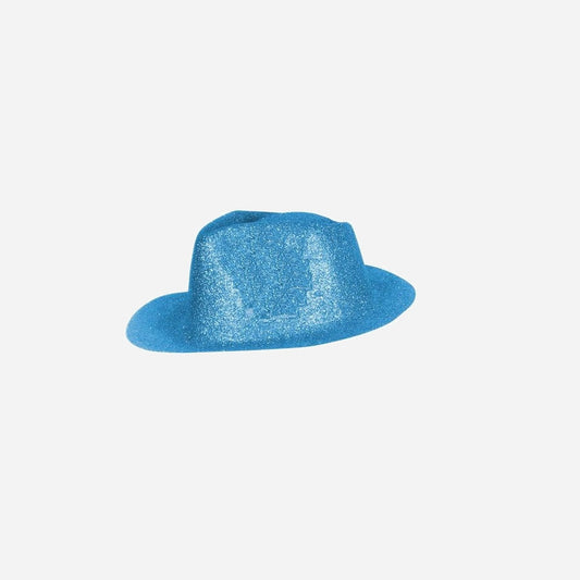 Chapeau trilby en PVC à paillettes bleu clair