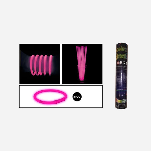 Lot de 100 bracelets fluo rose