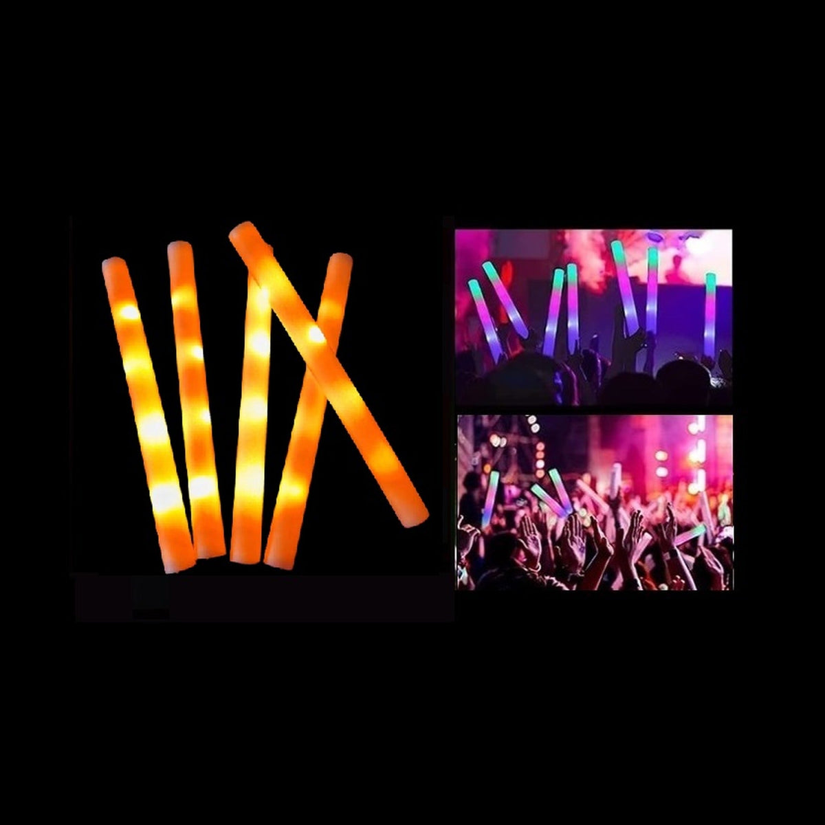 Baton lumineux mousse tap tap LED orange 47 cm