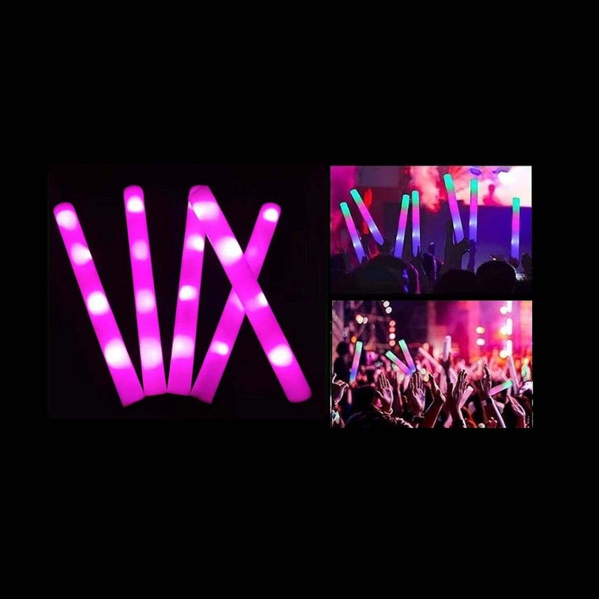 Baton lumineux mousse tap tap LED rose 47 cm