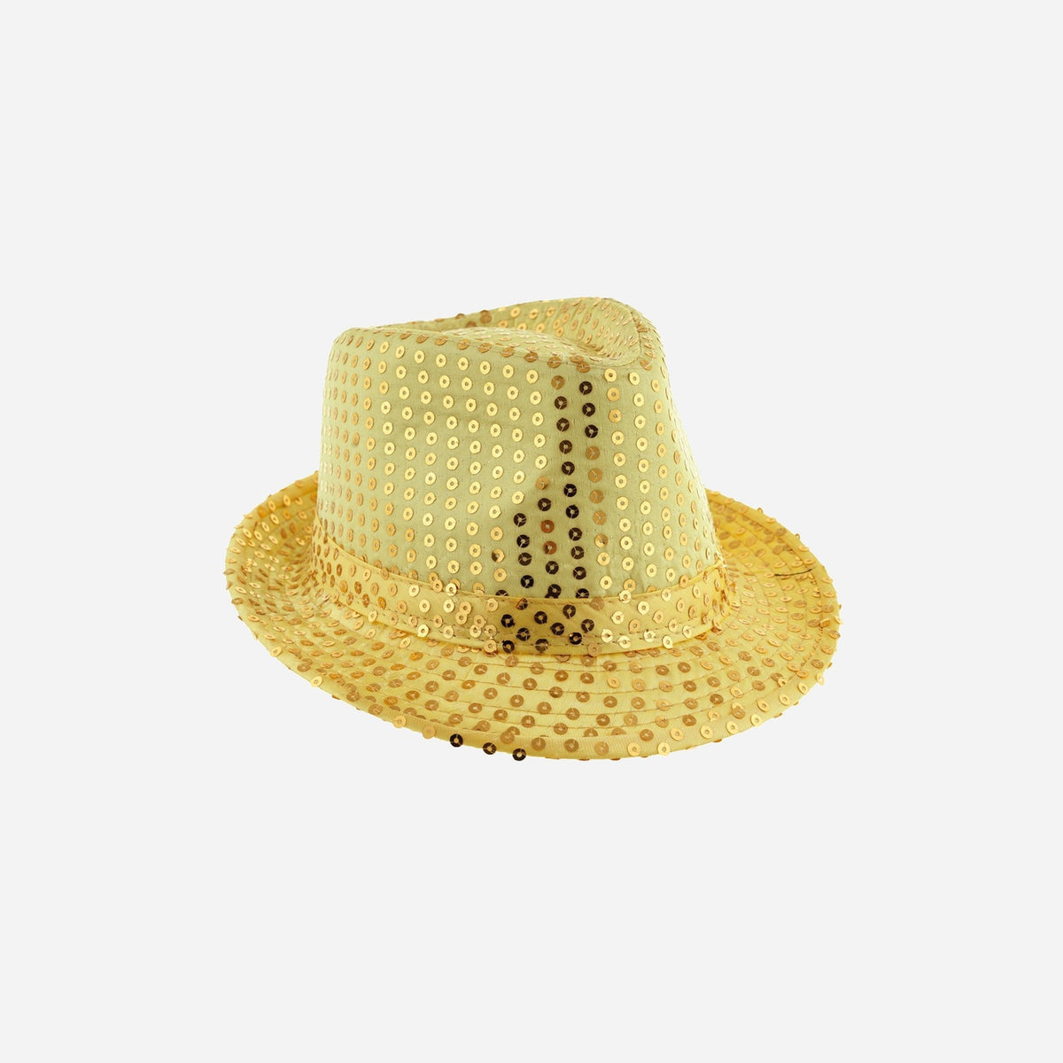 Chapeau trilby à sequins or 12 cm