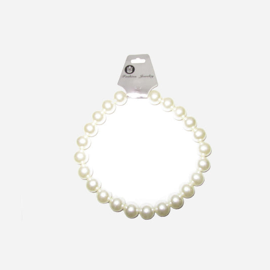 Collier de grosses perles en plastique blanc fantaisie