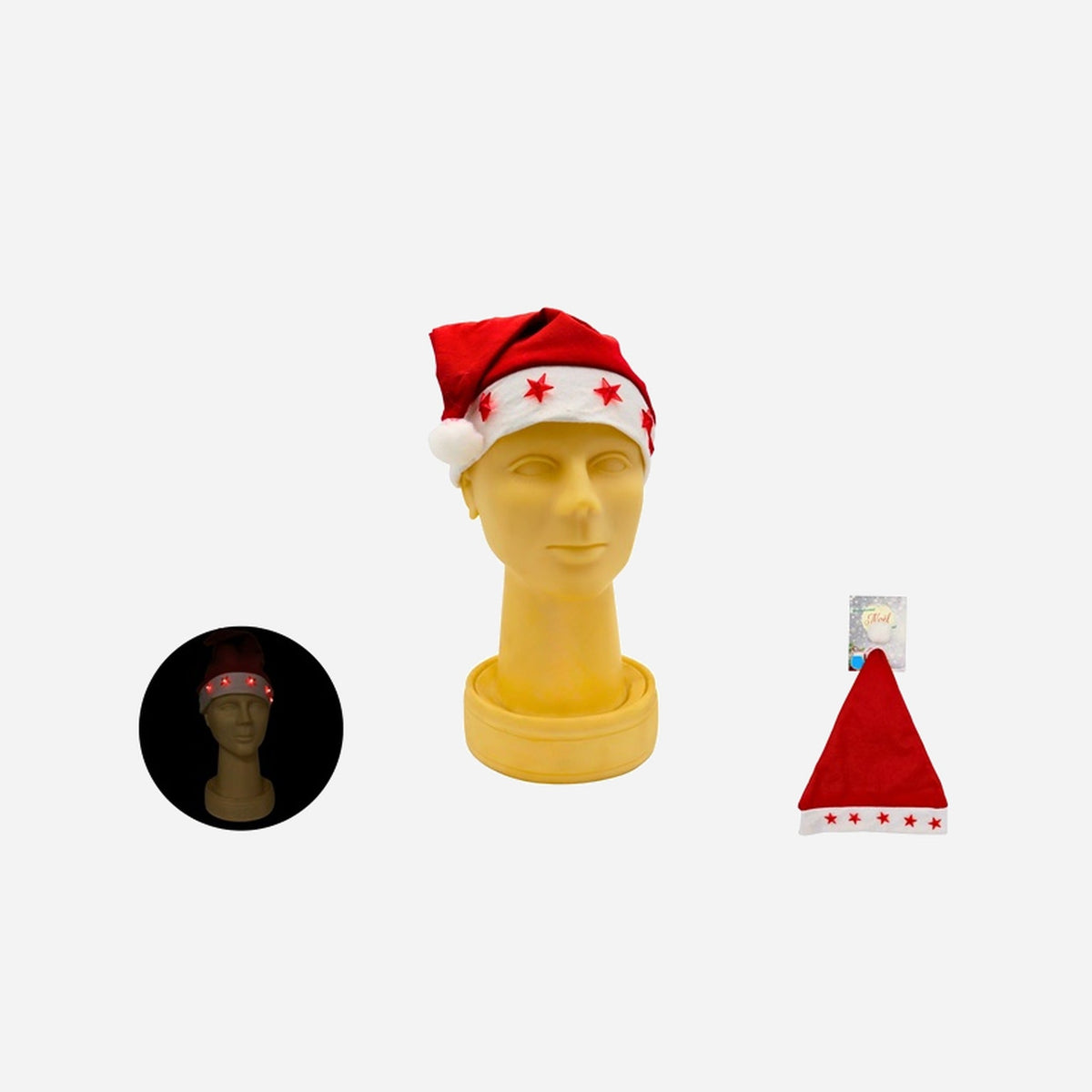 Bonnet de noël 5 étoiles lumineuses Led's adulte
