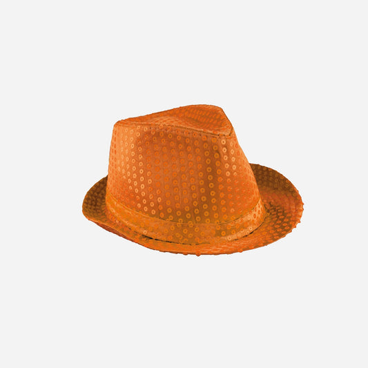 Chapeau trilby à sequins néon fluo adulte