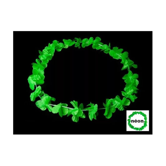 Collier de fleurs tahiti fluo neon vert 60 mm